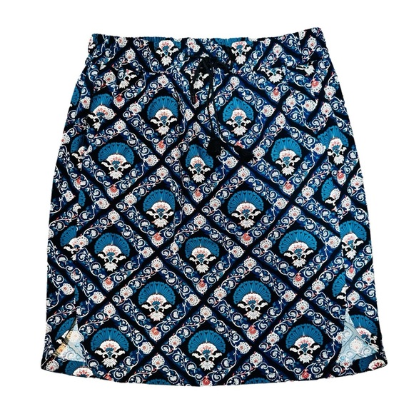 LOFT Dresses & Skirts - Loft Navy Blue Paisley Mixed Media Patterned Skirt size Medium